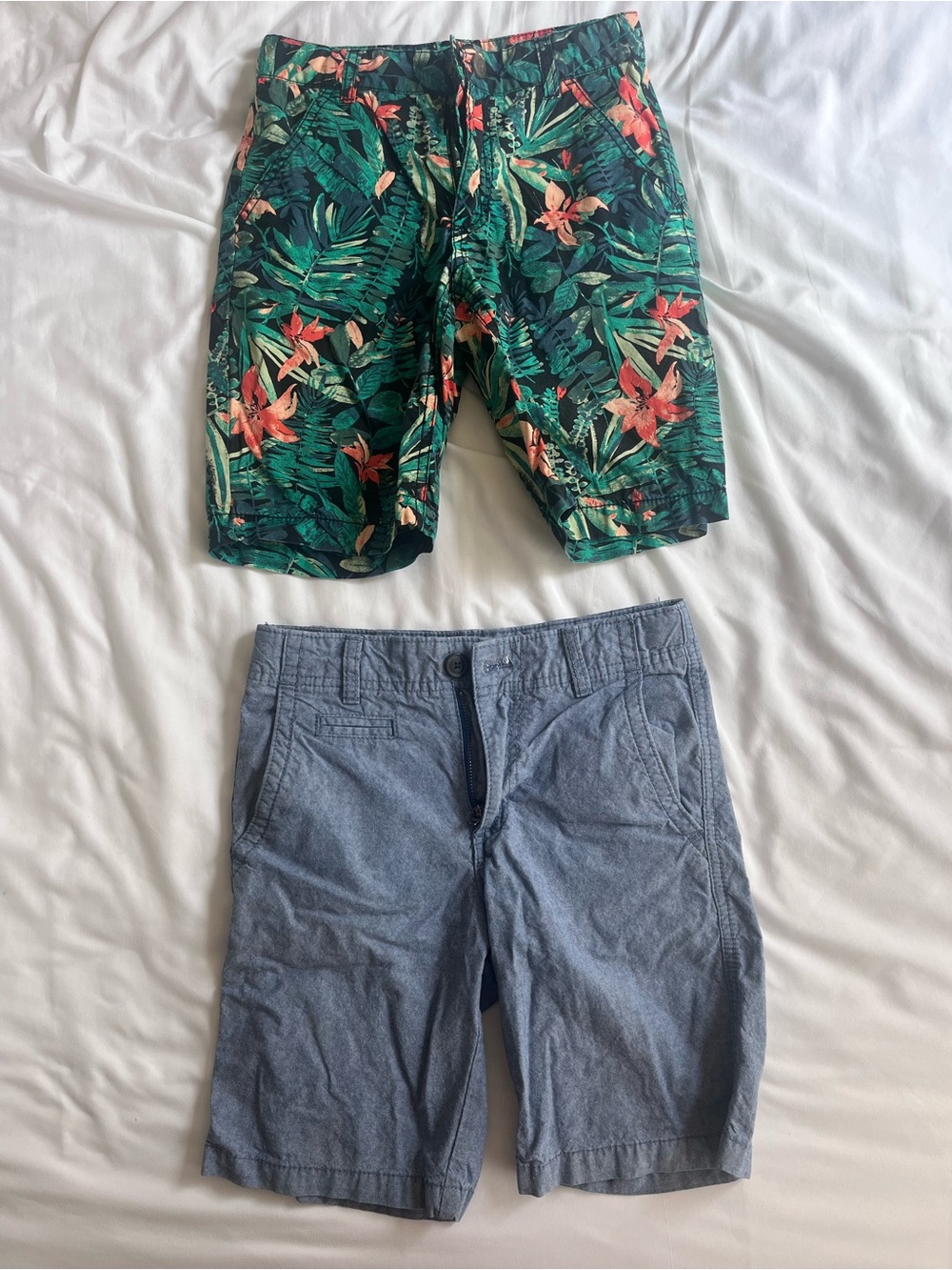 Green Tropical Print boys Shorts and blue cotton boys shorts